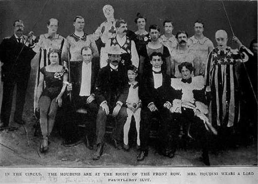 Harry & Bess Houdini with their circus buddies circa 1895