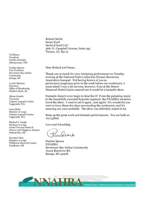 National Native American Human Resources Association review letter.