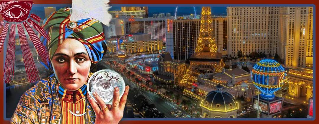 Magician with crystal ball in Las Vegas