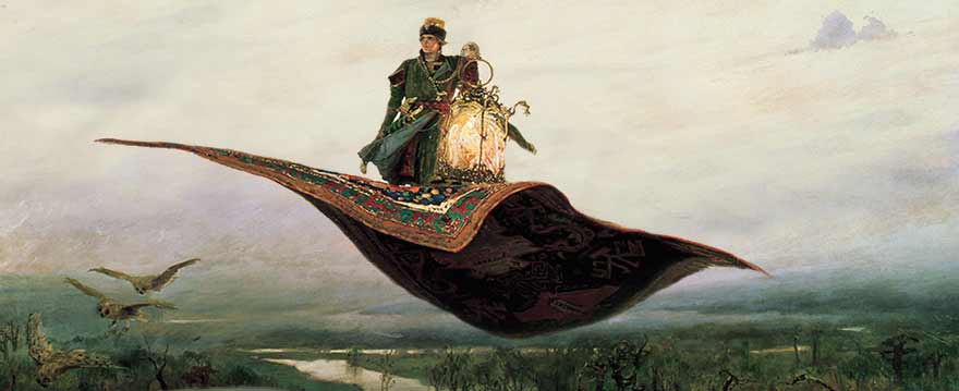 Man on a flying carpet