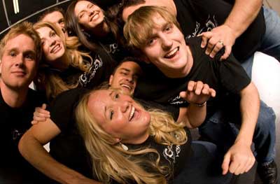 Chaos Comedy is a fun improv comedy night in Phoenix packed with a group of blondes in black t-shirts.