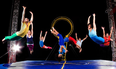 Herberger Theater Center offers performers jumping through space with bright costumes by mixing dance with trampolines.